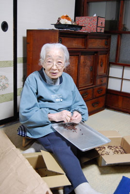 ９０歳代のばあちゃんが一つ一つ実と種をより分けます。但し、ばあちゃんは2012年に101歳、老衰、自宅にて亡くなりました。 余りに可愛いのでこのまま掲載しておきます。